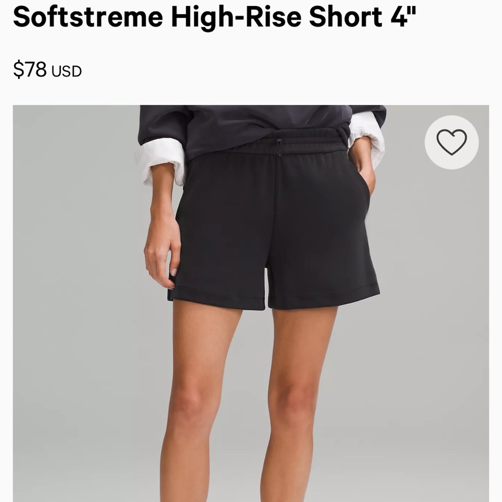 Lululemon Softstreme High-Rise Short 4"